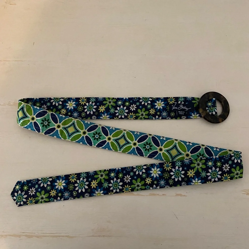 Vera Bradley Patterned Belt - Navy and Lime